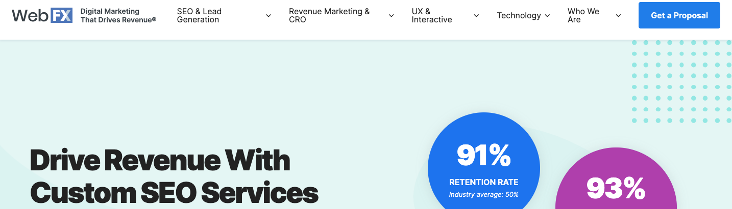 Screenshot of WebFX’s website home page