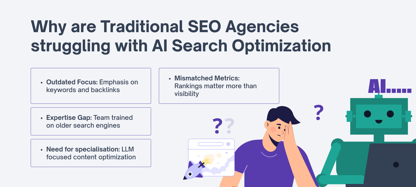 4 Reasons traditional SEO agencies struggle with AI search optimization