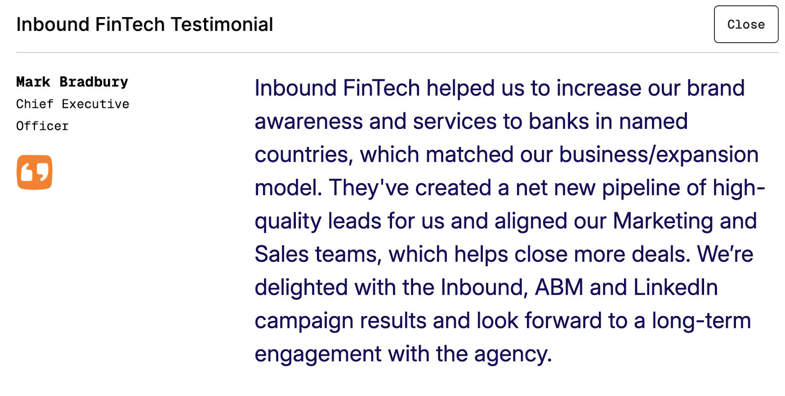 Inbound fintech ratings and reviews