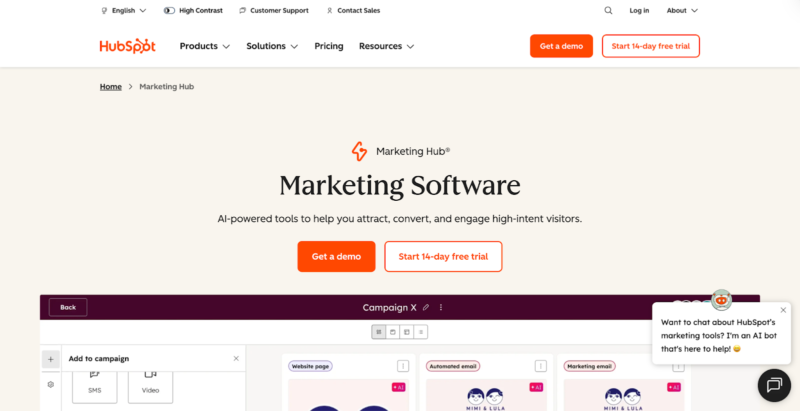 HubSpot Homepage