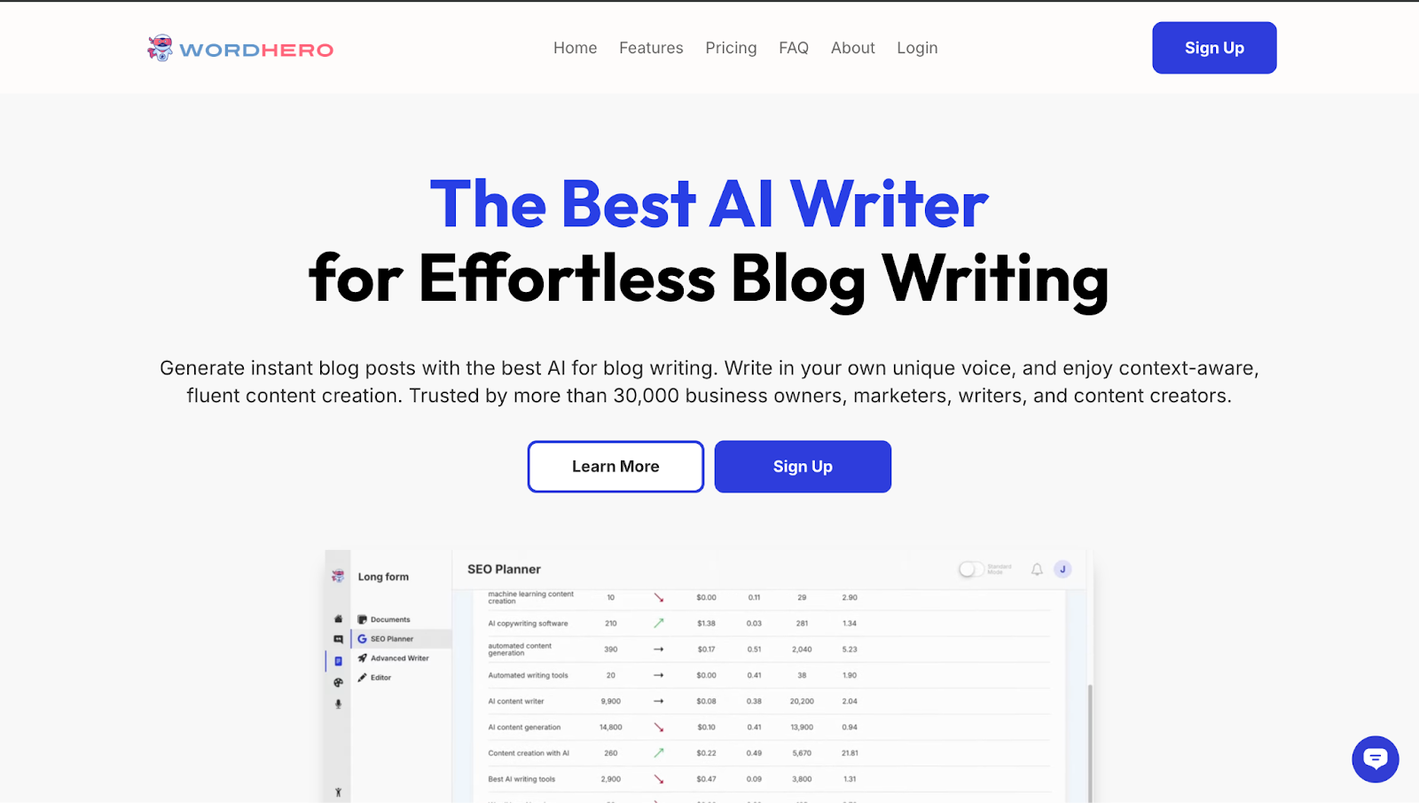 WordHero Homepage