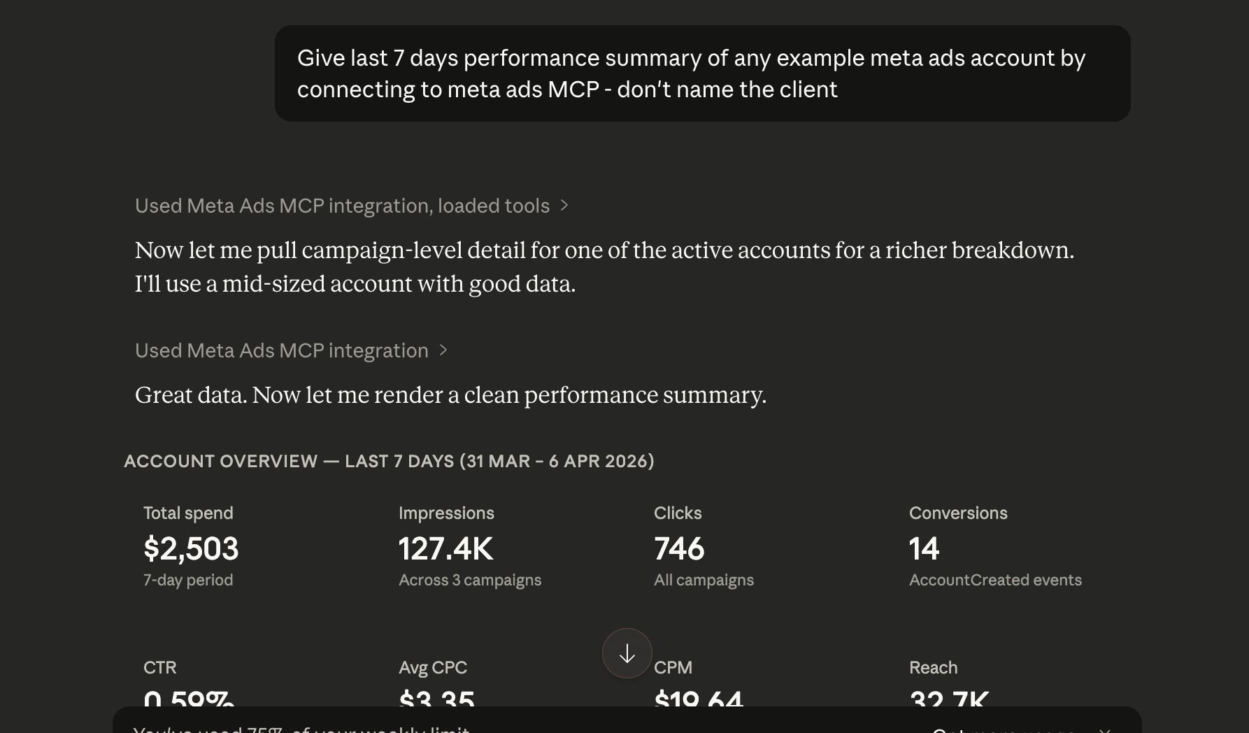 real data pulled live from a TripleDart