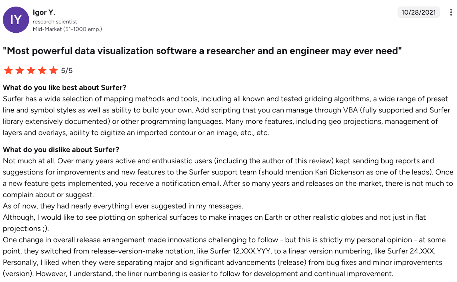 Surfer SEO Rating