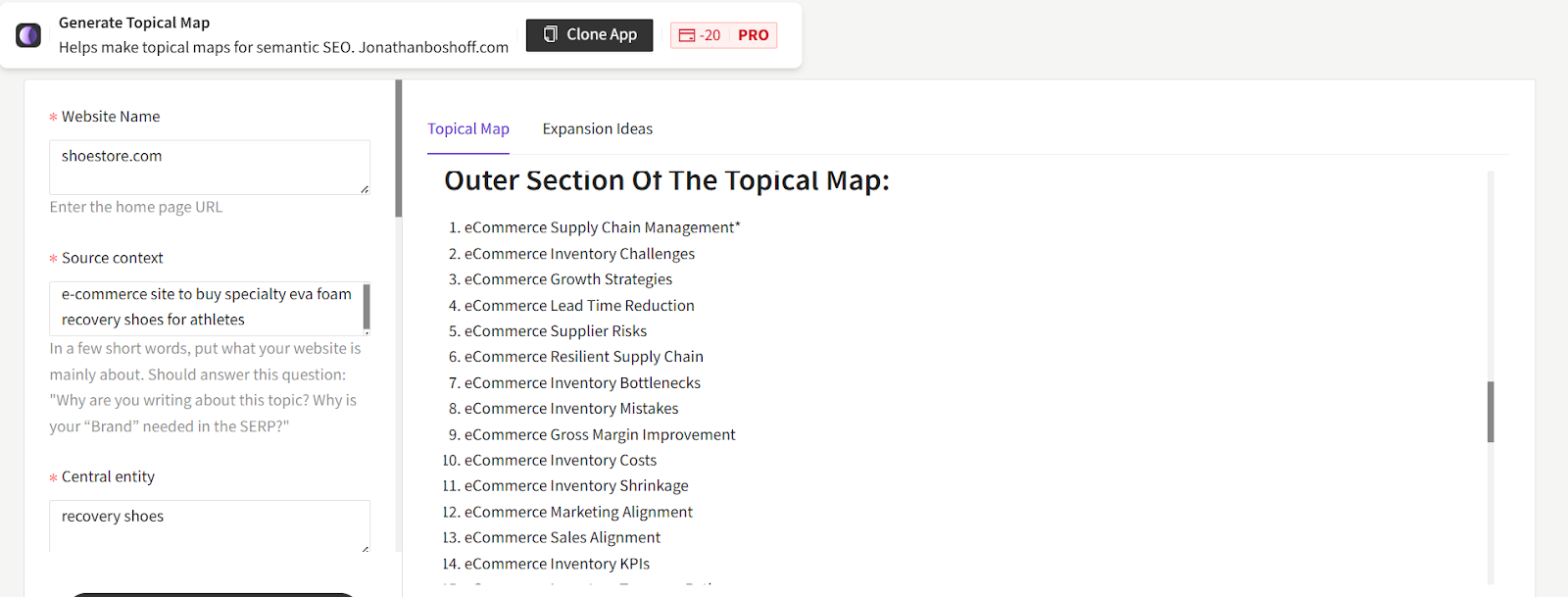 Image showing the Outer Section of the Topical Map highlighting related informational and contextual keywords