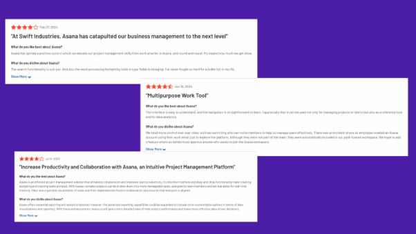 Customer reviews of Asana on G2