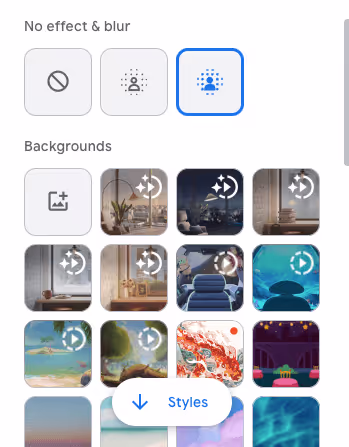 A screenshot of Google Hangouts’ background options