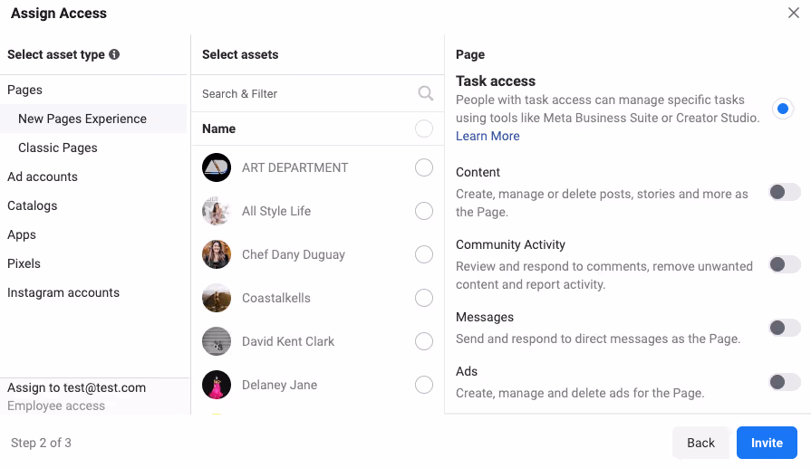 Screenshot of Meta Business Manager’s admin access portal