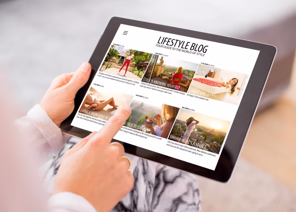 Lifestyle Blog page example