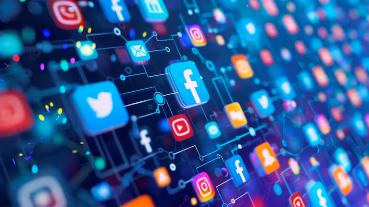 Social media icons displayed on a screen