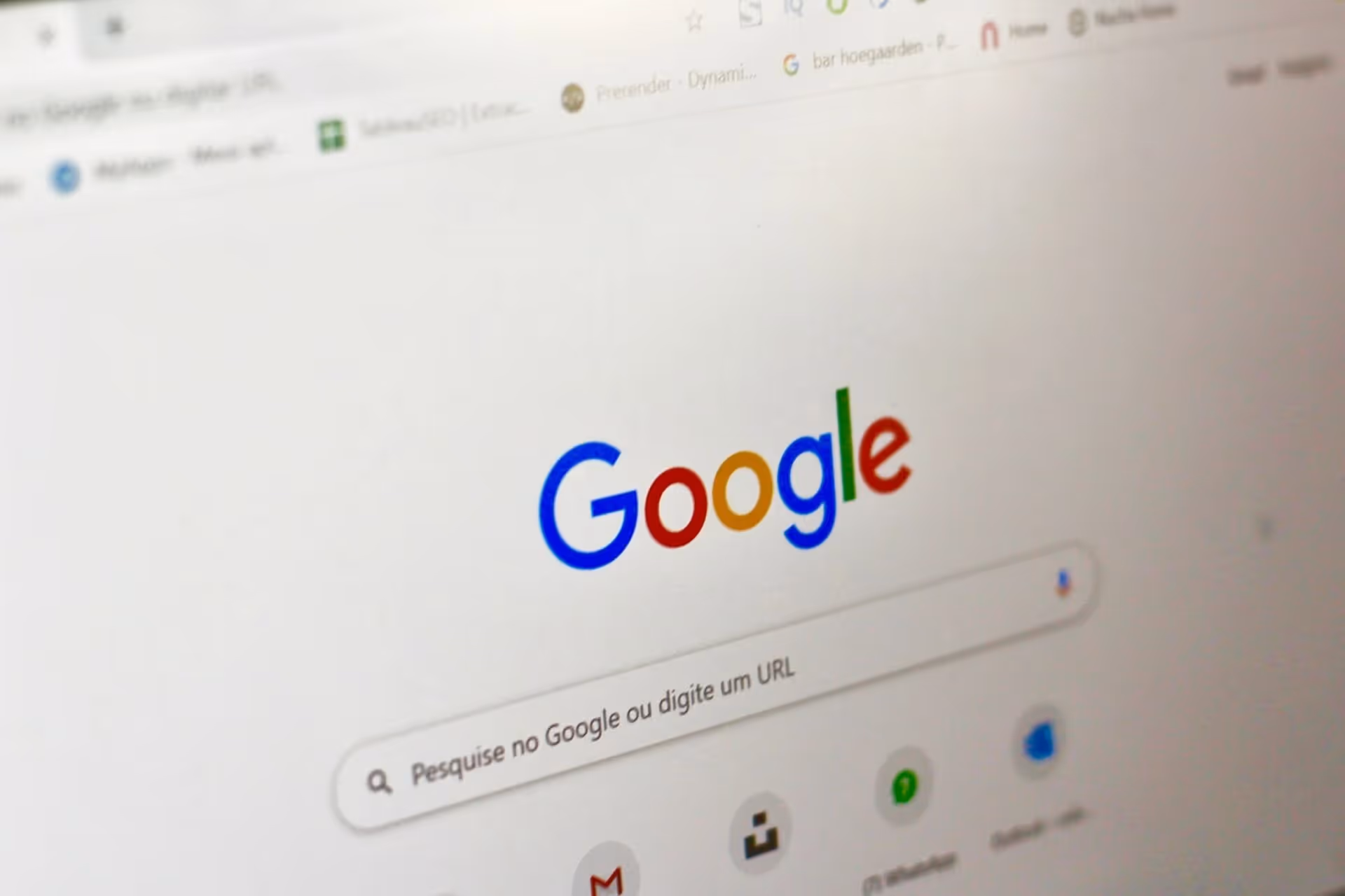 The homepage of the Google search engine