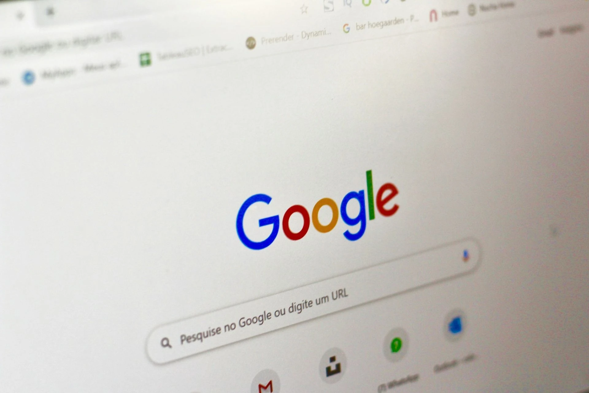 The homepage of the Google search engine