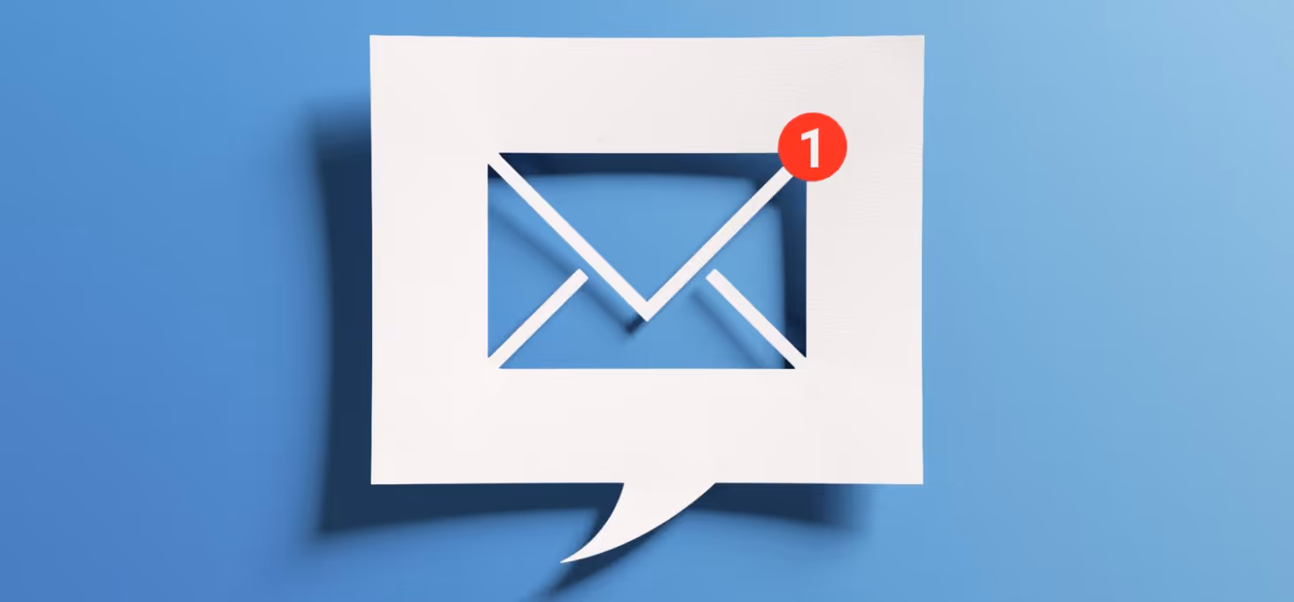 A mail icon against a blue backdrop