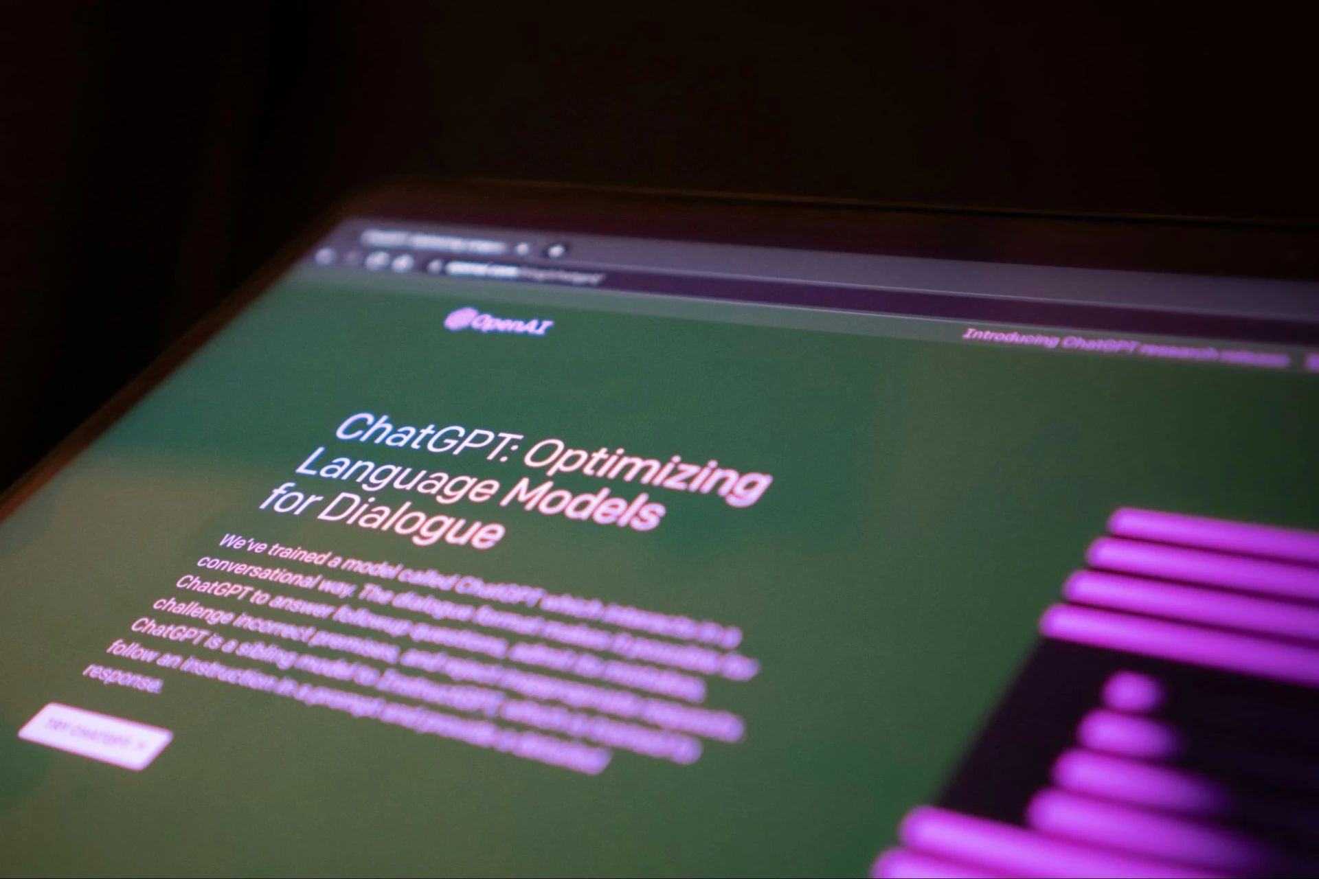 Open AI ChatGPT open on a screen.