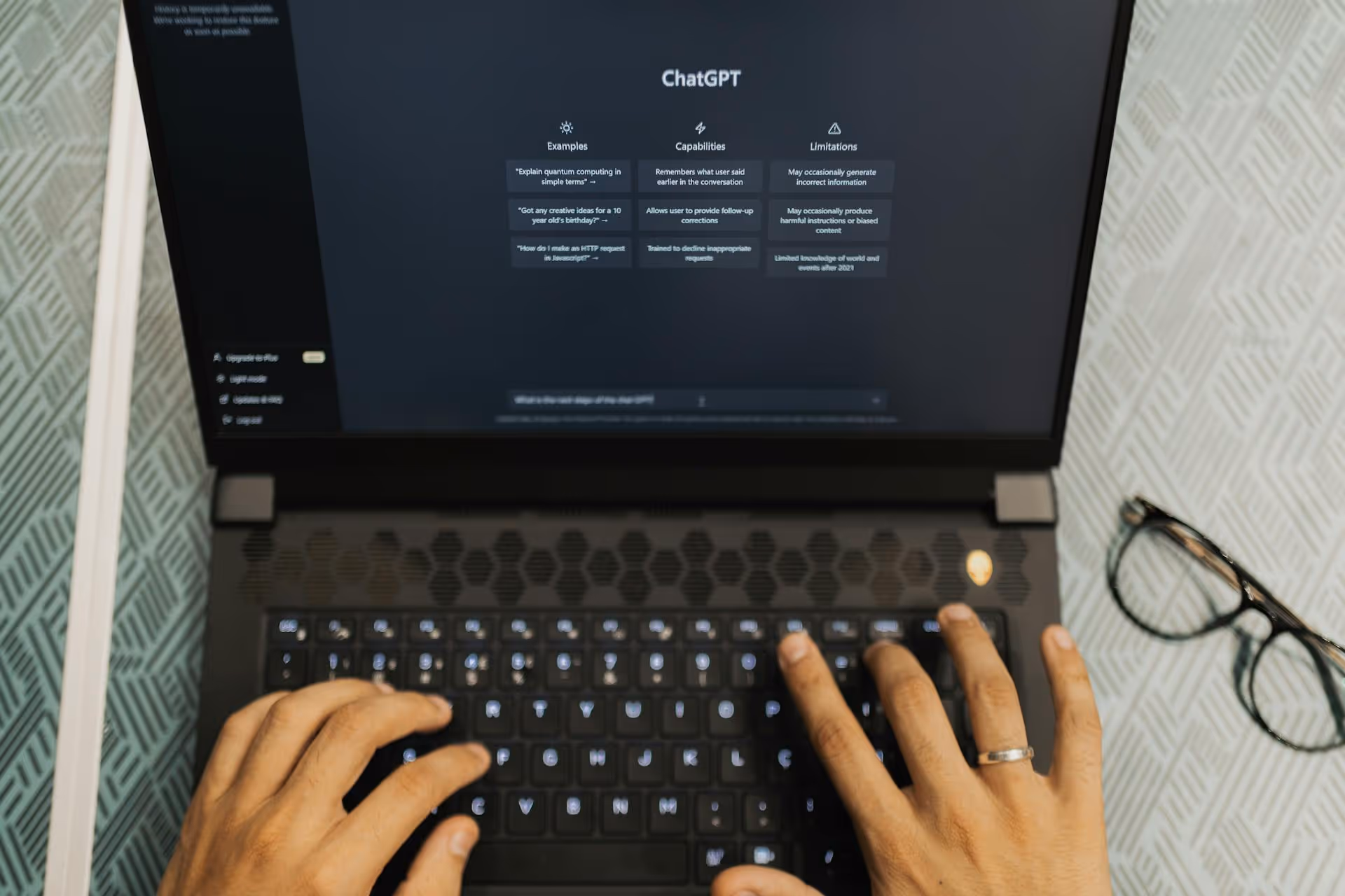 Using ChatGPT in dark mode on a laptop