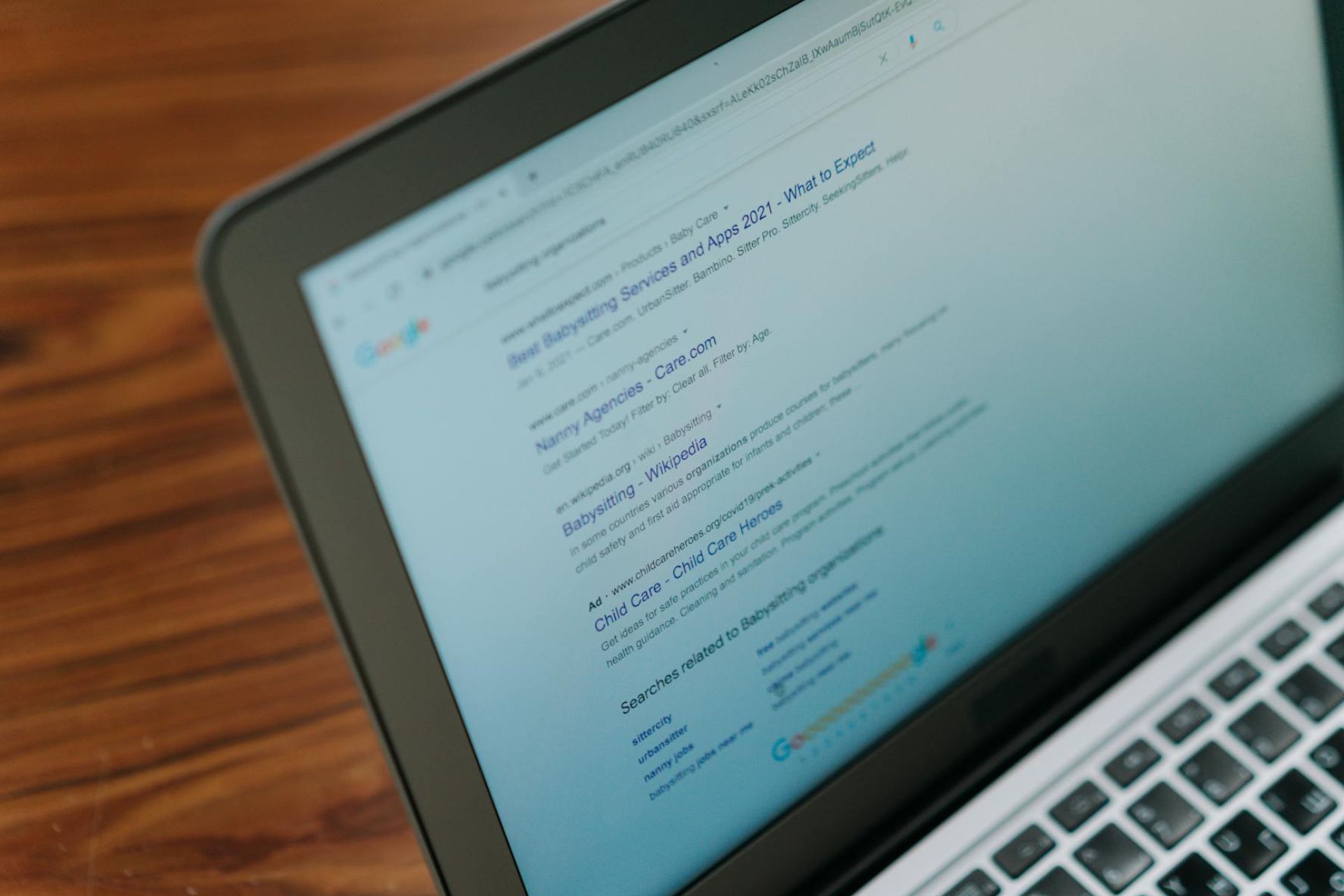 Google SERP results on a laptop