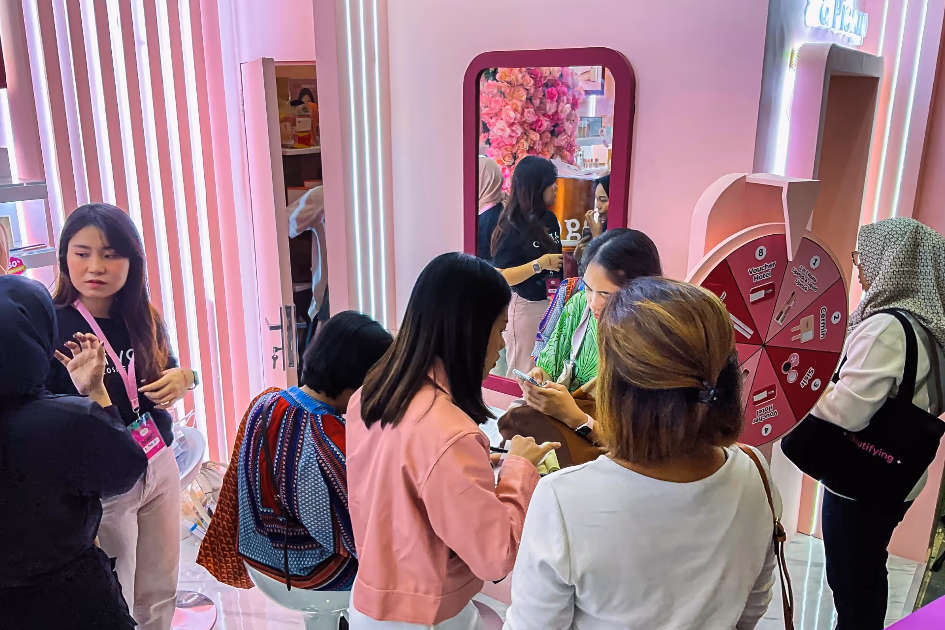 Customers flocking to a cosmetic brand’s in-store event