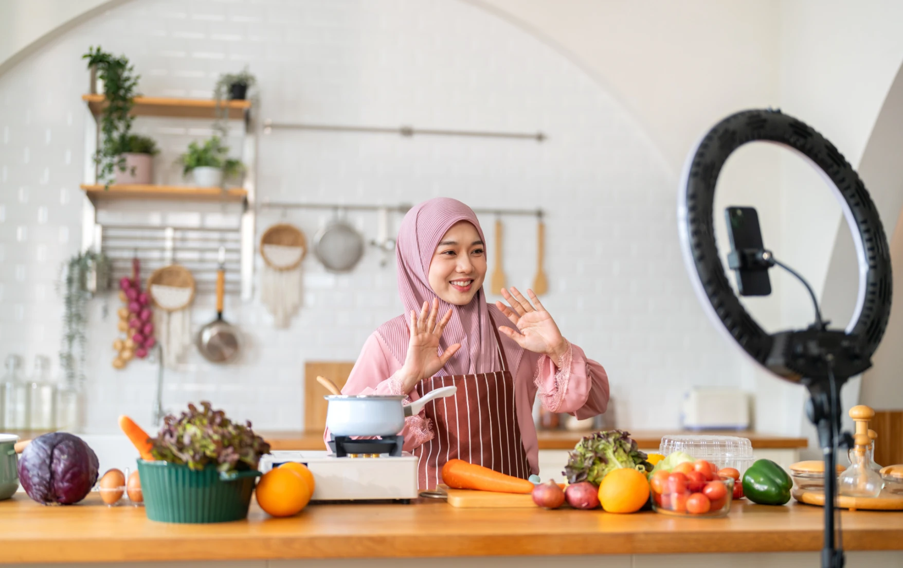 TikTok chef cooking while recording