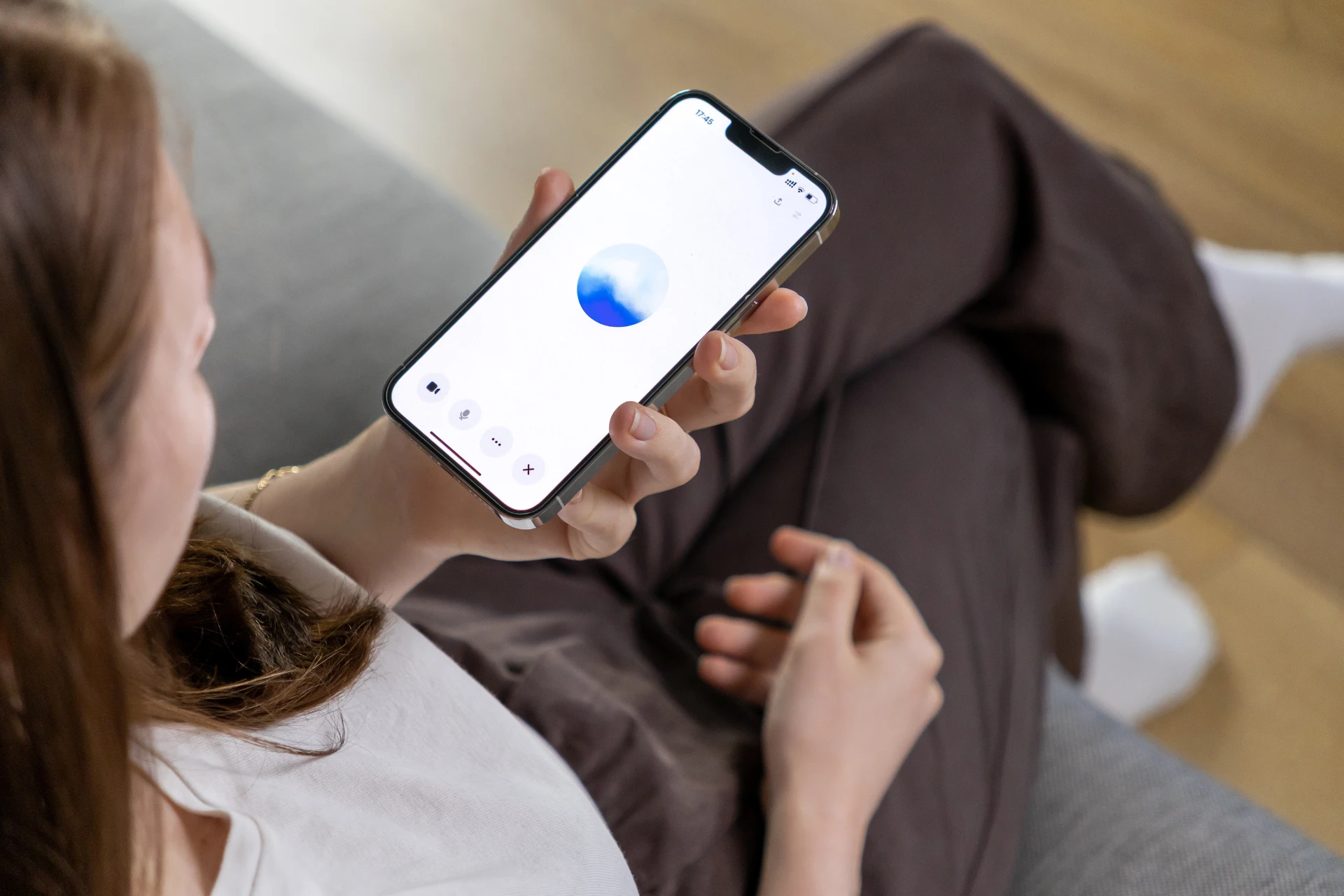 A woman using a ChatGPT voice assistant