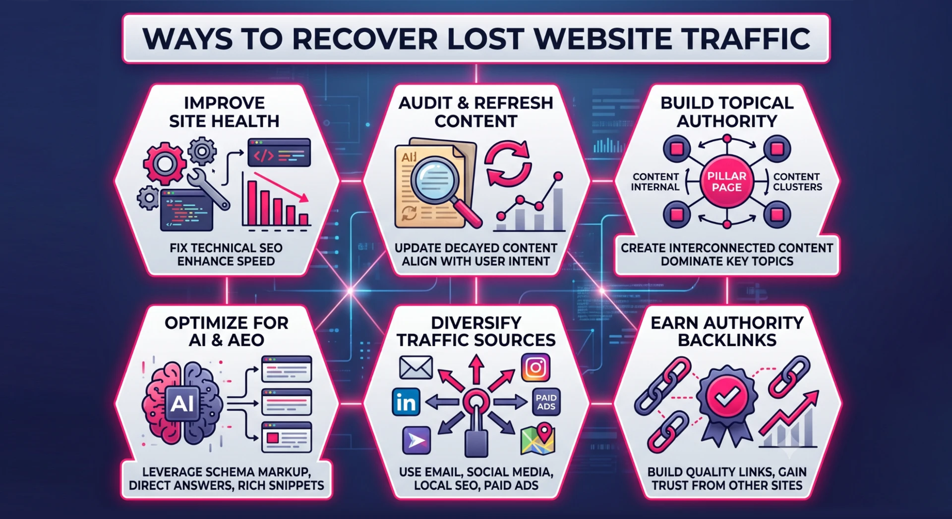 Infographic on how to recover lost website traffic
