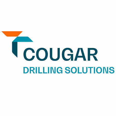 Cougar Drilling Solutions logo with stylized geometric design in teal and orange