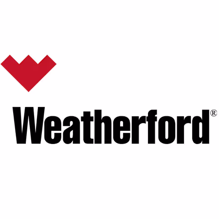 Weatherford logo with red heart-like symbol on white background