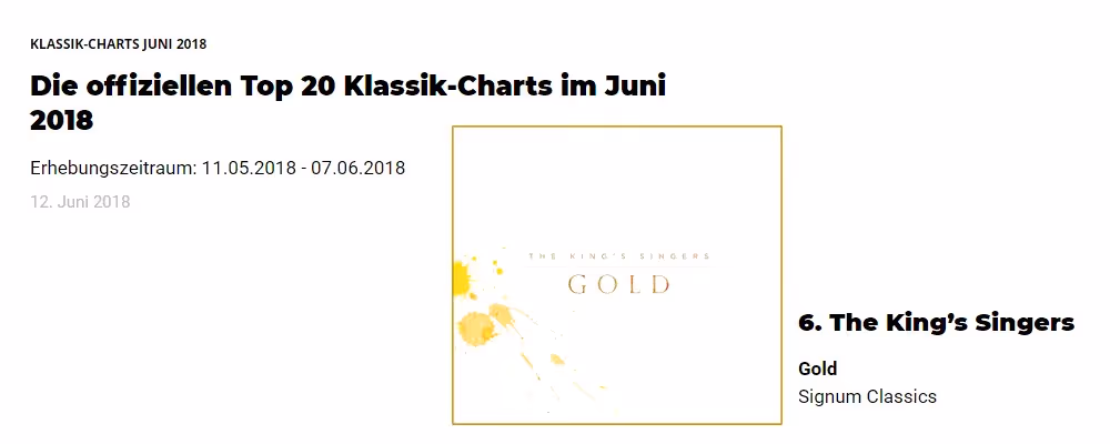 Off to Germany, where GOLD is back in the charts