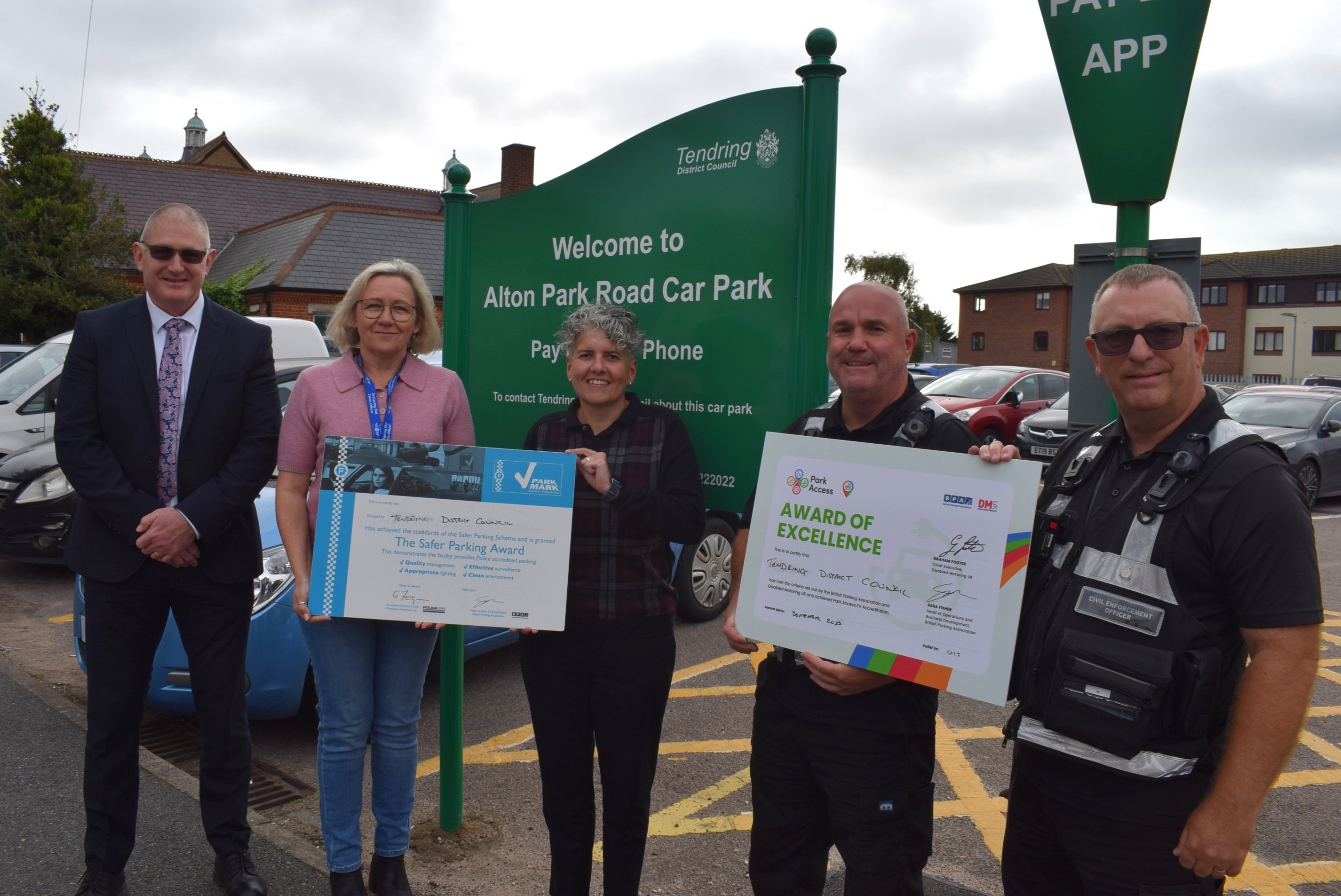Six more car parks in Tendring pick up national safety awards