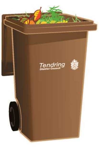 a brown wheeled bin