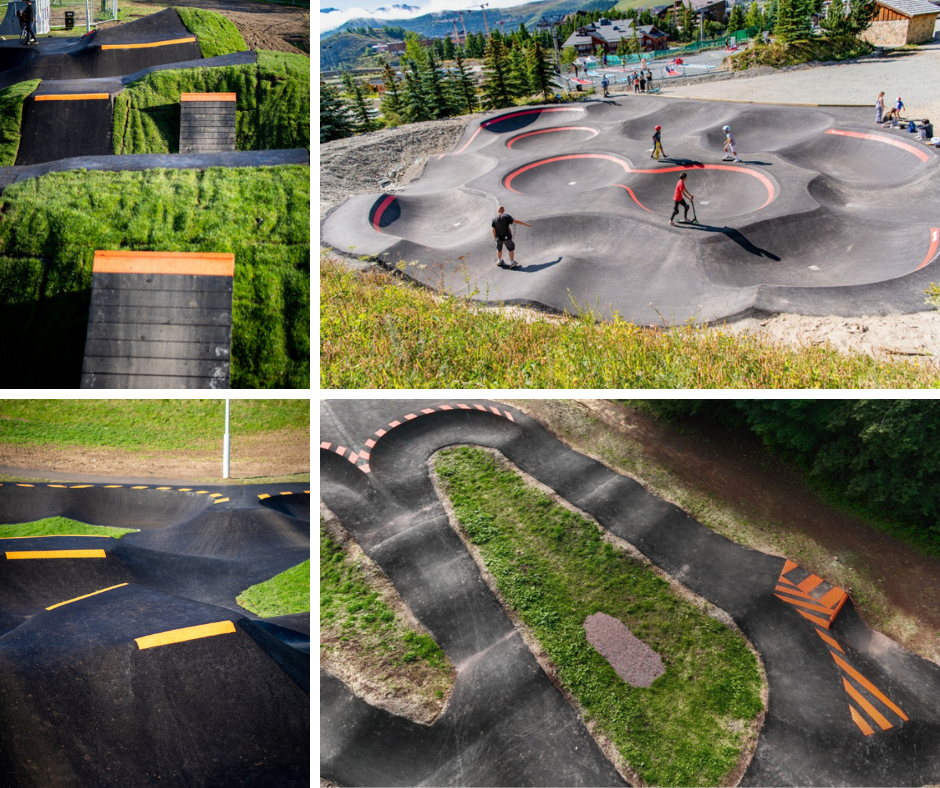Image shows four sections of a potential pump track at Clacton Leisure Centre 