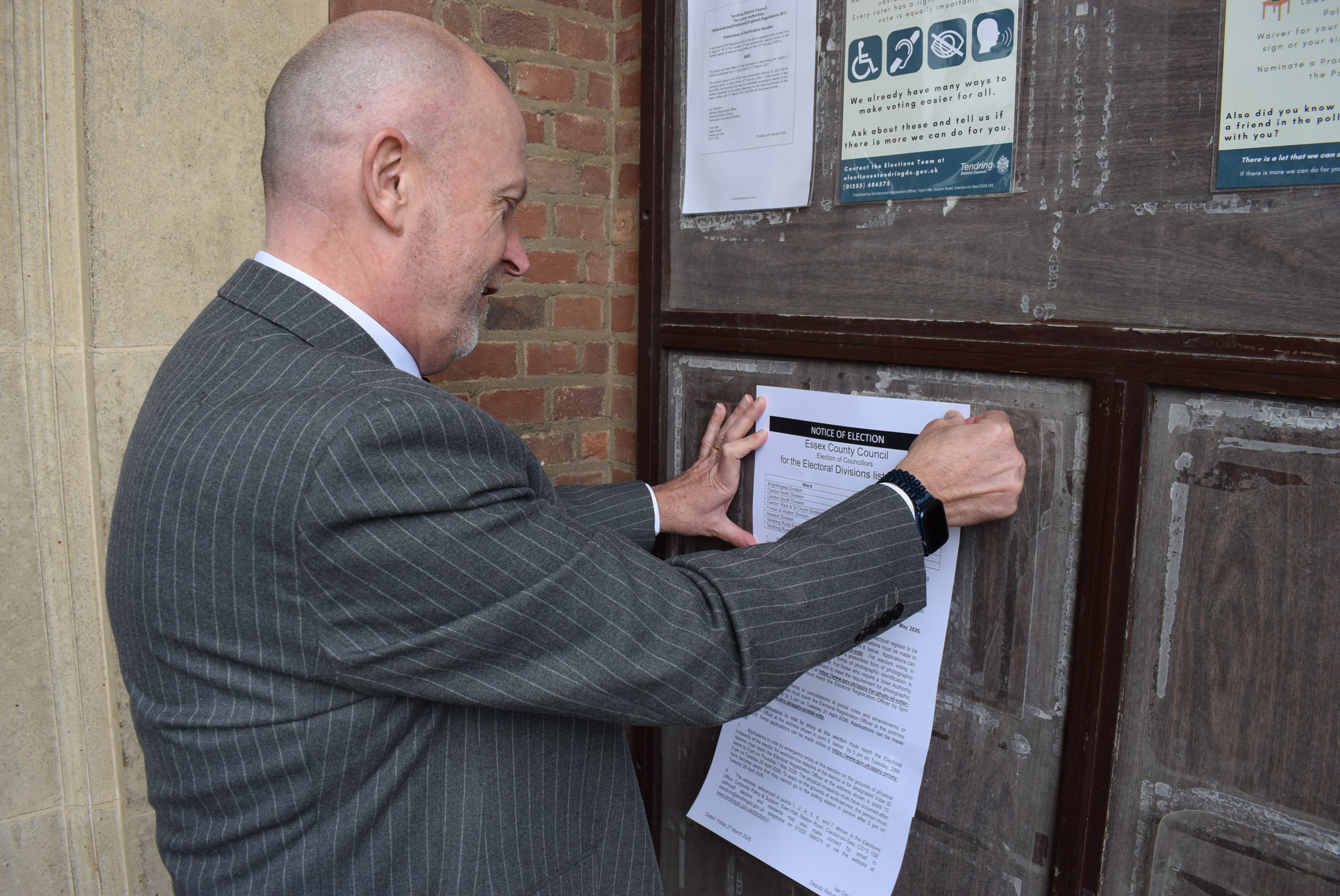 Image shows the Notice of Election being posted 