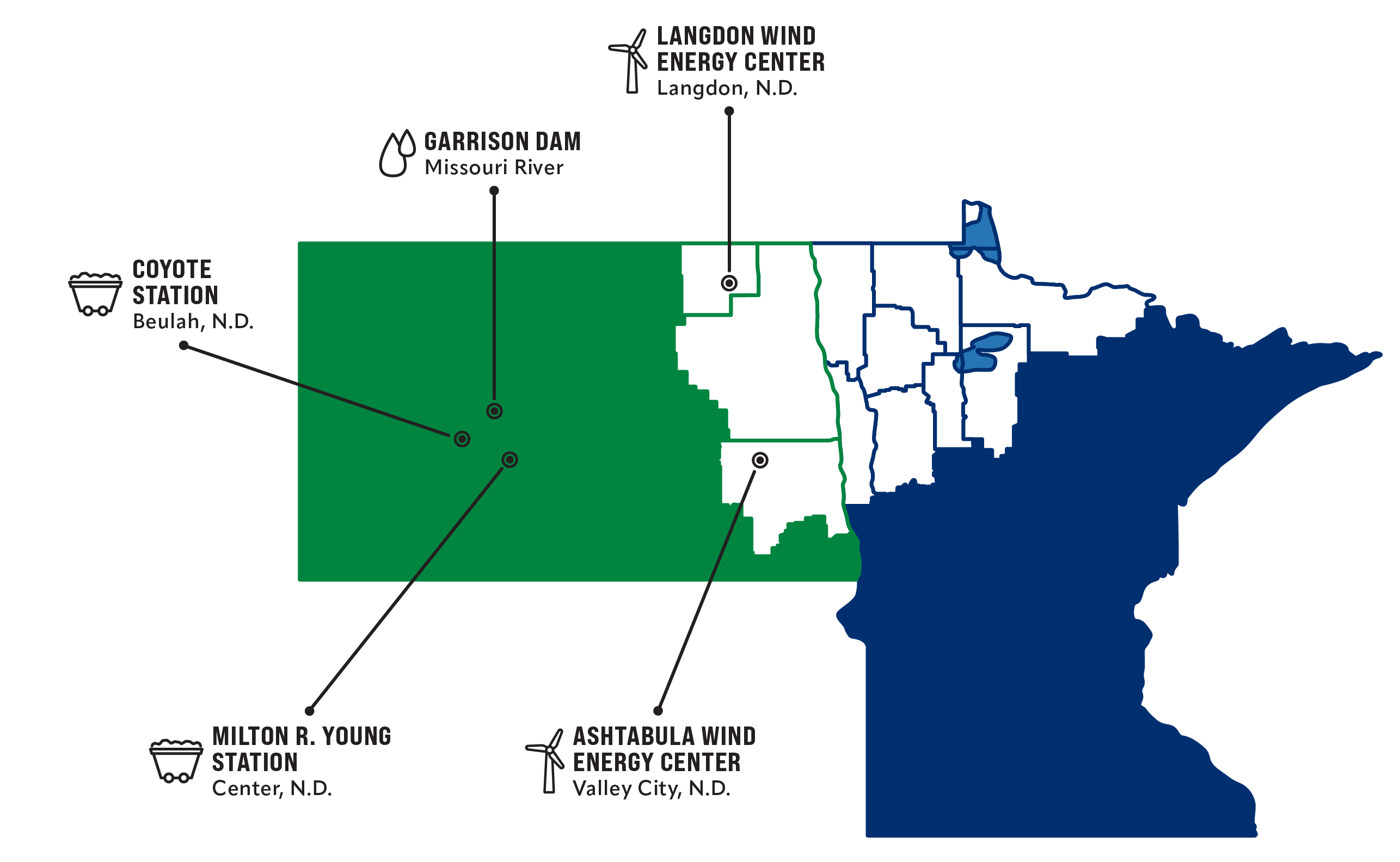 Roseau Electric energy generation map