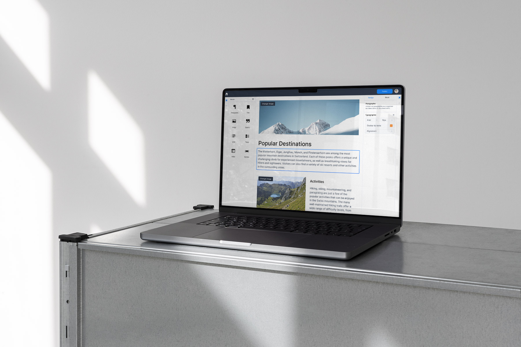 A mockup of a CMS project