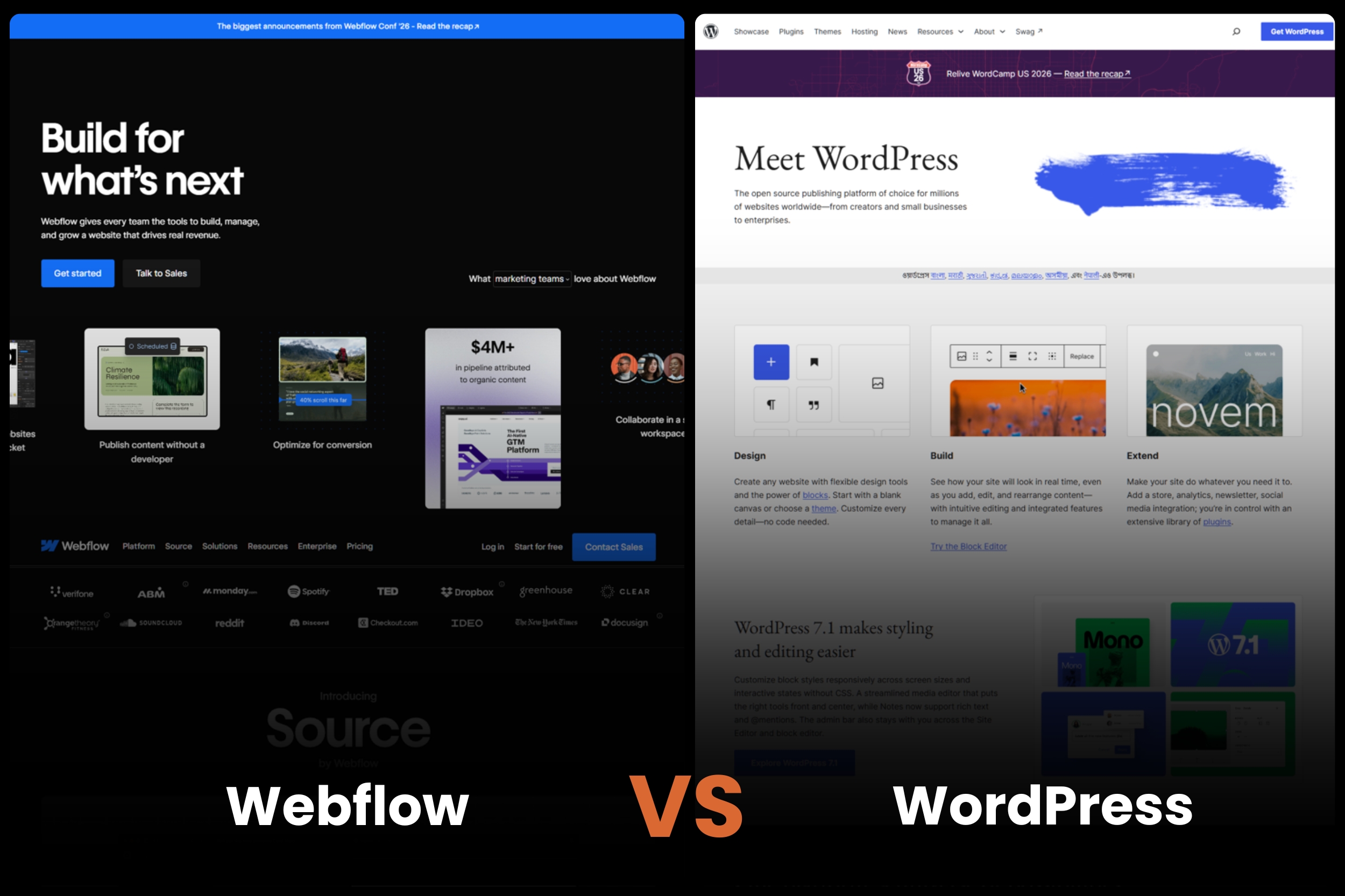 Webflow vs WordPress SEO comparison