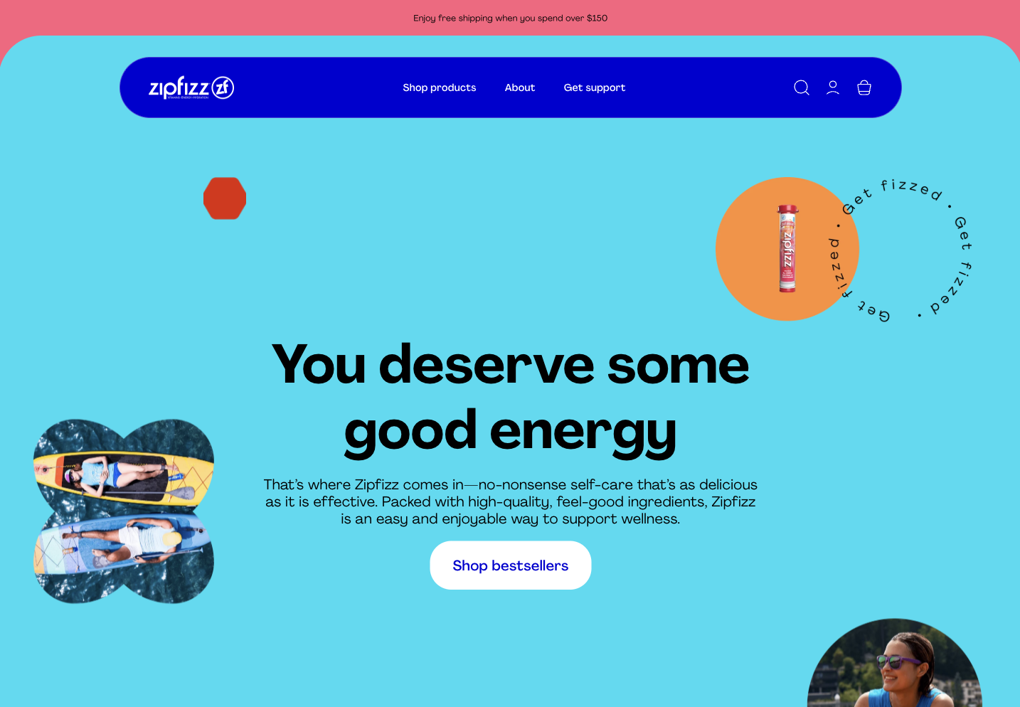 Zipfizz Shopify homepage hero designed by 253 Media