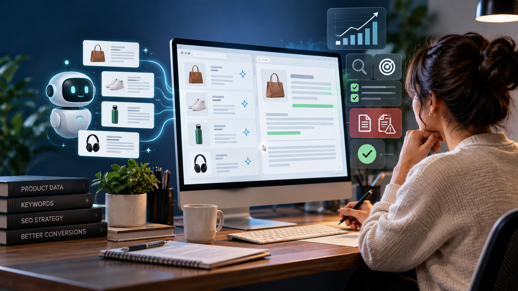 AI-assisted Shopify product description workflow with human SEO review