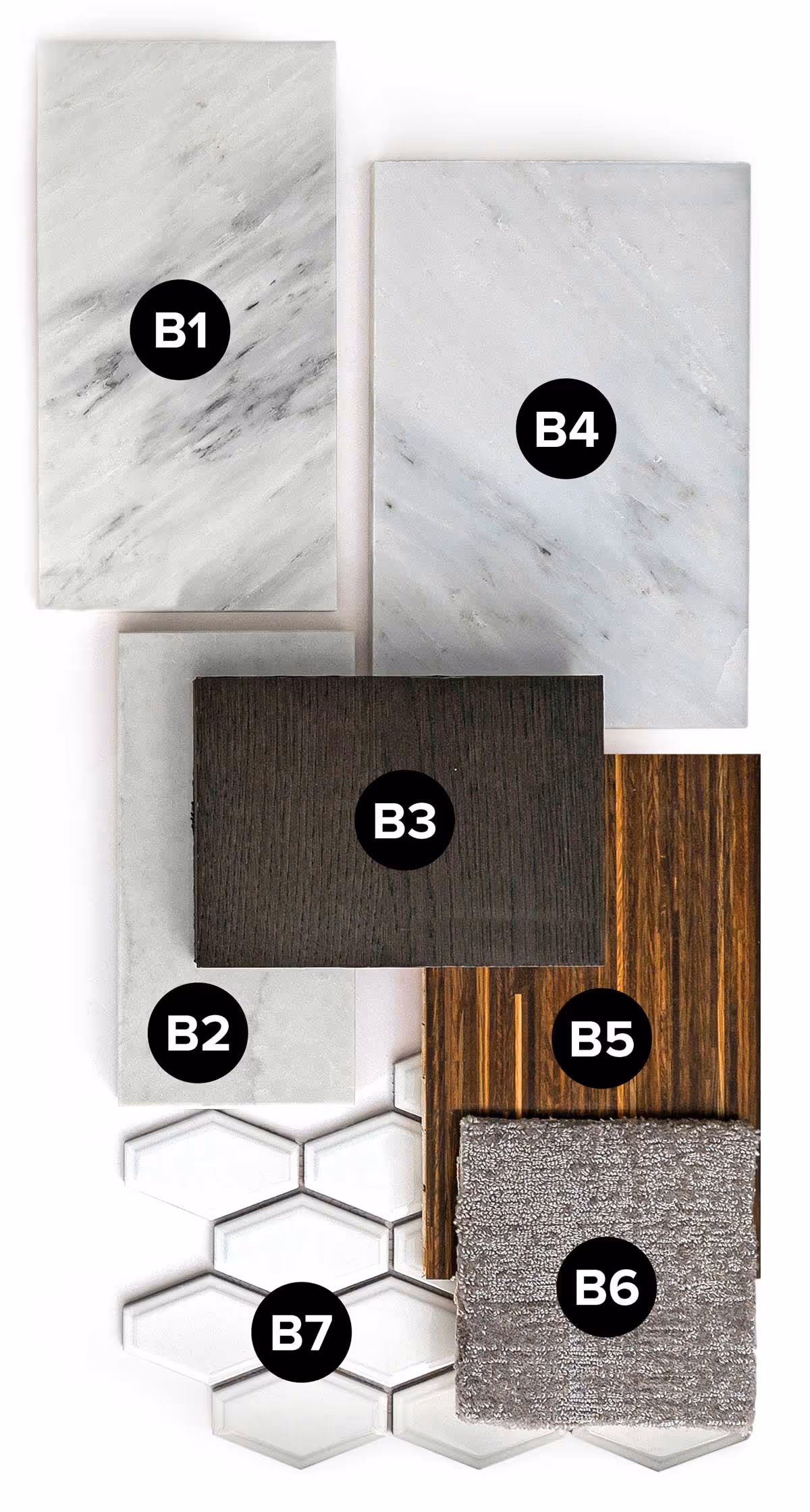 Samples of finishes from the Forest Palette