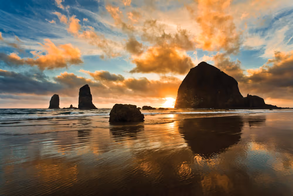 Haystack Rock in Cannon Beach on the Oregon Coast