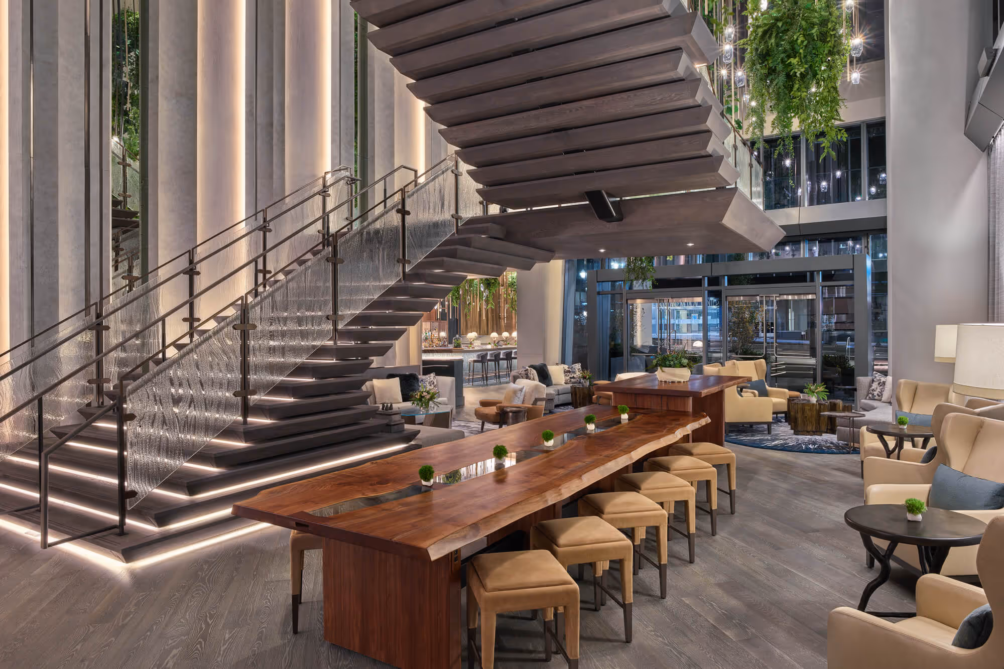 Grand Staircase in the lobby of The Ritz-Carlton Residences, Portland