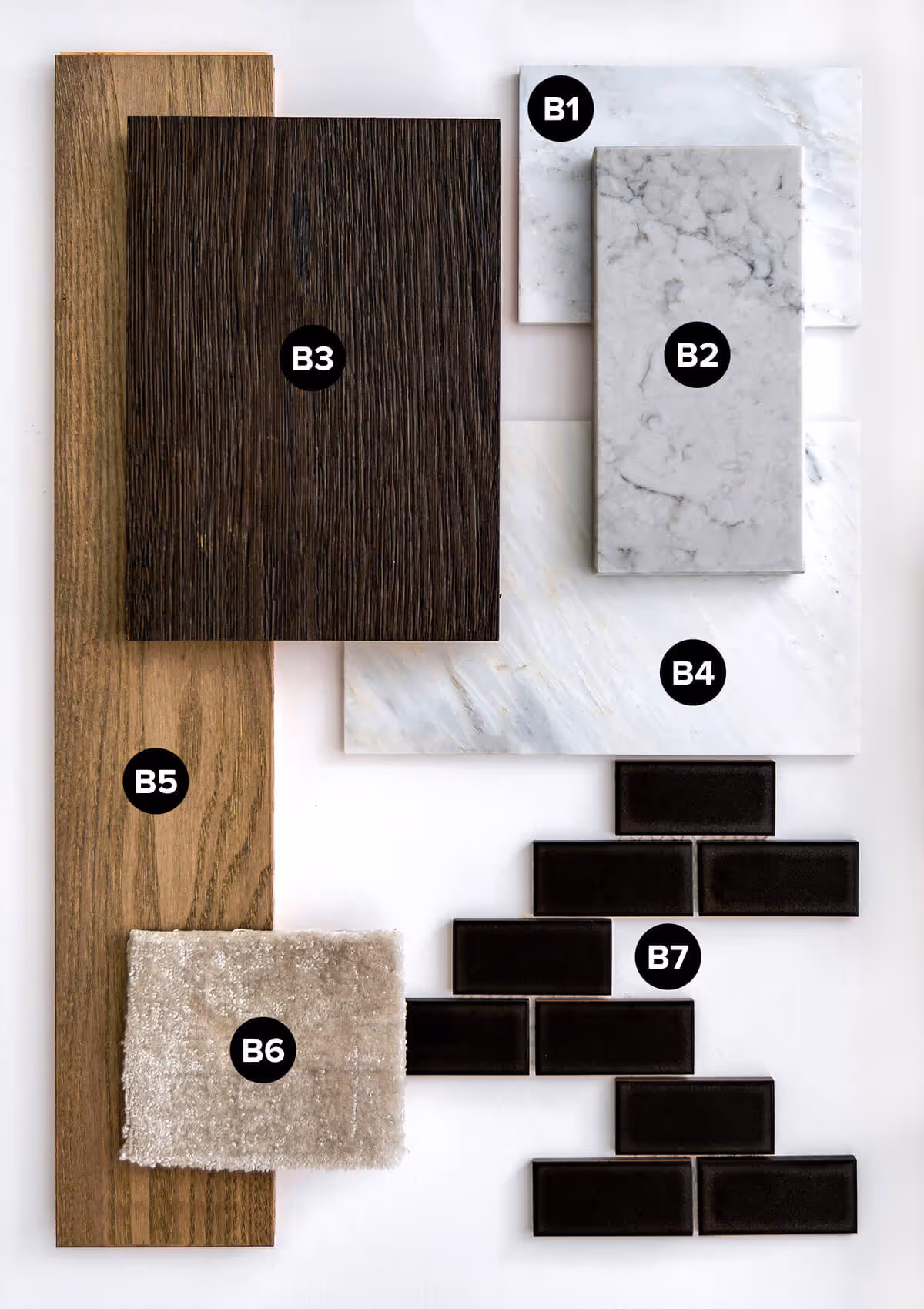 Samples of finishes from the Mountain Palette