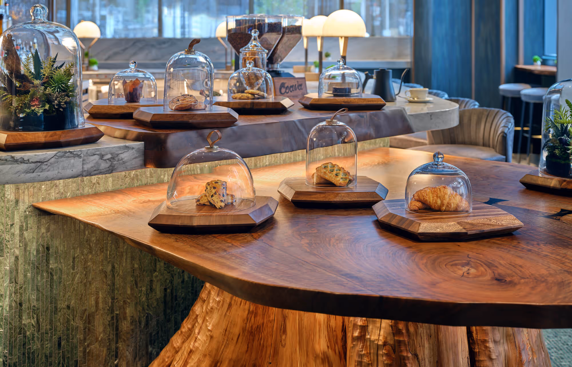 Breakfast pastries and coffee available at Meadowrue, the Hotel Lobby Bar