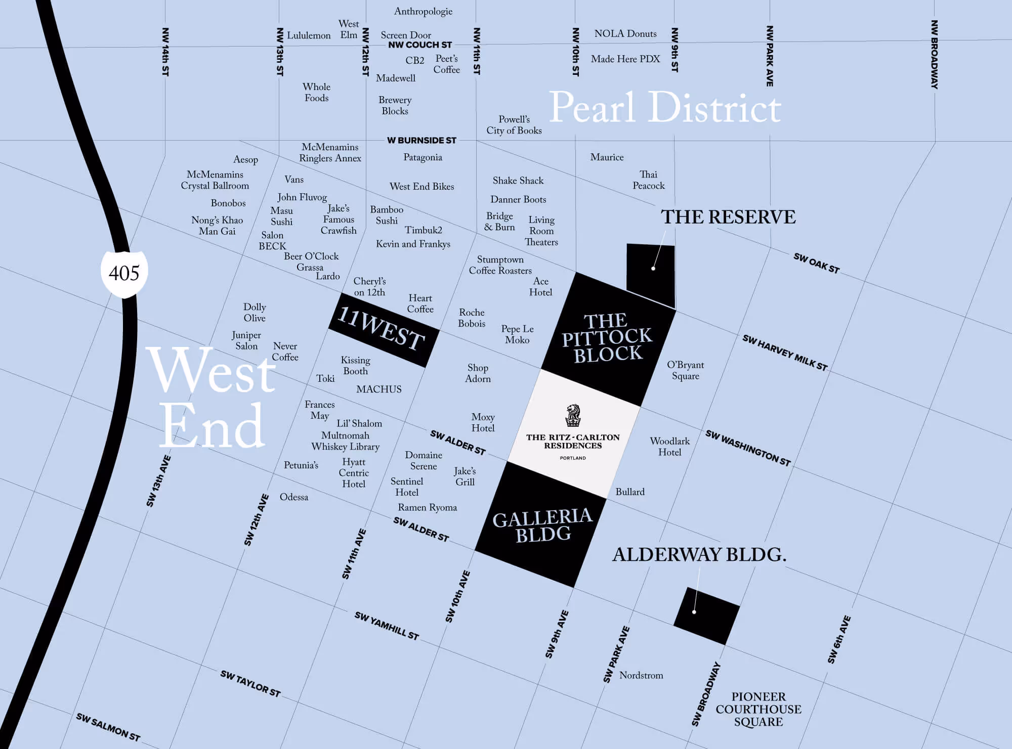 Map of new development in downtown Portland