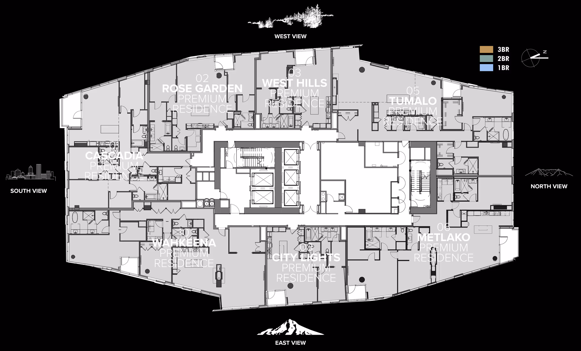 Floorplate for the Premium Residences at The Ritz-Carlton Residences, Portland
