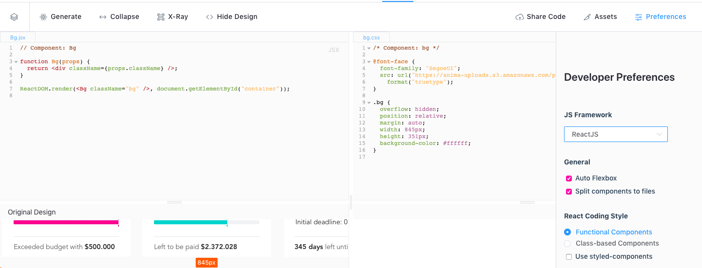 Sketch to React code