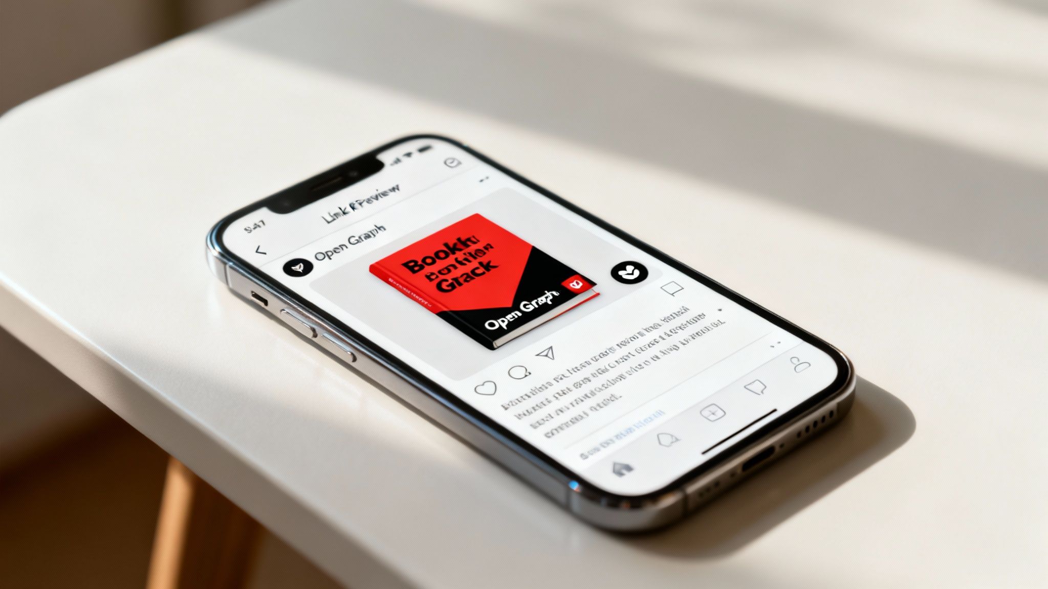 An example of a well-designed Open Graph image showing a preview of a blog post title on a branded background.