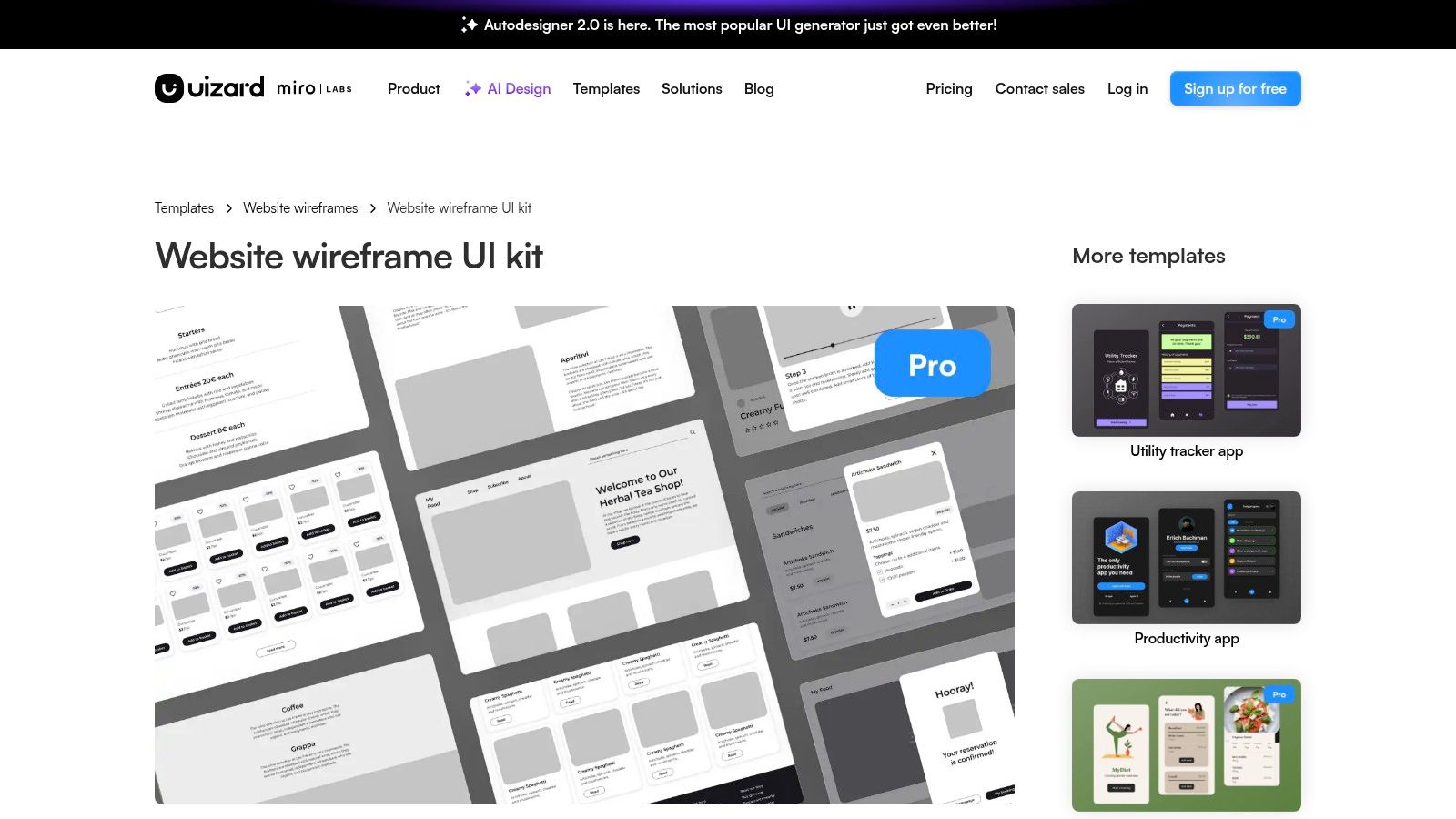Uizard – Website Wireframe UI Kit
