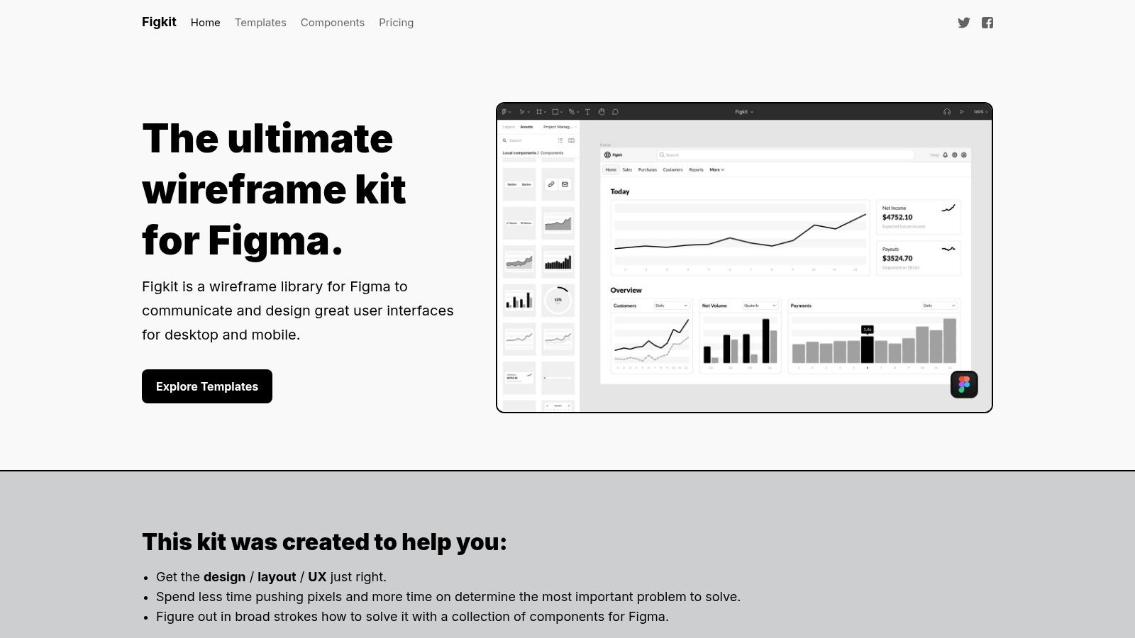 Figkit – Wireframe library for Figma