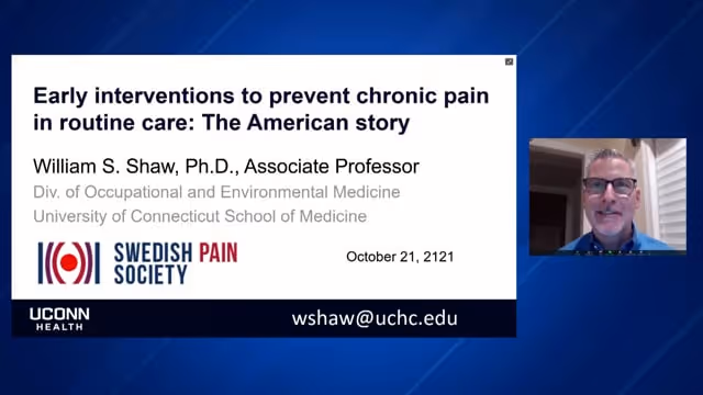 William Shaw, Associate Professor of Medicine, the University of Connecticut Health Center, USADiscussion: Steven Linton & William Shaw & Michael Nicholas