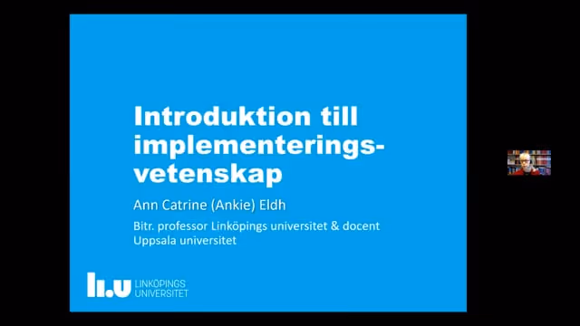 Ann Catrine Eldh, forskar om kunskapsimplementering och patientdelaktighet, i rollen som biträdande professor i omvårdnadsvetenskap vid Linköpings universitet och som docent i vårdvetenskap vid Uppsala universitet