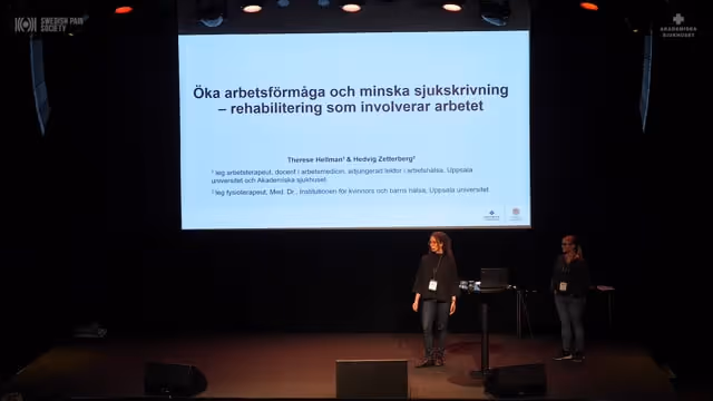 Hedvig Zetterberg, Leg. fysioterapeut, Med. Dr., Institutionen för kvinnors och barns hälsa, Uppsala universitet & Therese Hellman, Docent, adj lektor i arbetshälsa och leg. Arbetsterapeut, Arbets- och miljömedicin, Akademiska sjukhuset, Institutionen för medicinska vetenskaper, Uppsala universitet