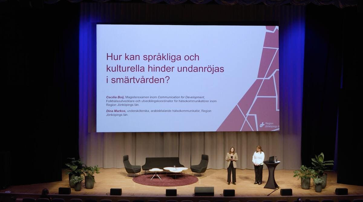Cecilia Boij, Folkhälsoutvecklare och utvecklingskoordinator för hälsokommunikatörer, Region Jönköpings län & Dina Markos, Arabisktalande hälsokommunikatör